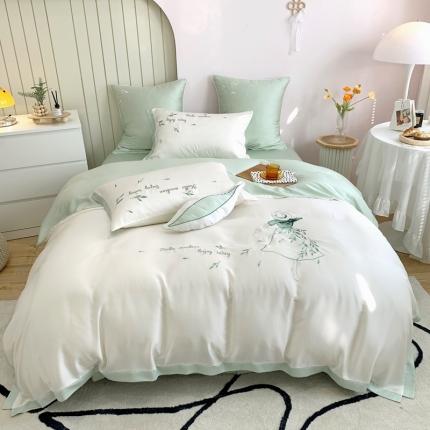 91家纺网 家纺一手货源 找家纺 （总）馨蕊家居 新款80S兰精天丝四件套-遇见-月光白