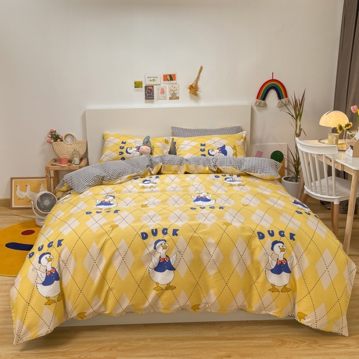 91家纺网 家纺一手货源 找家纺 金丝鸟 2021新款全棉四件套 发财鸭