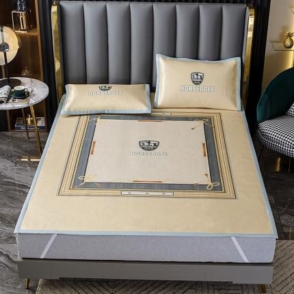 91家纺网 家纺一手货源 找家纺 小芽家居 2024新款冰丝斜纹提花凉席三件套 安格斯