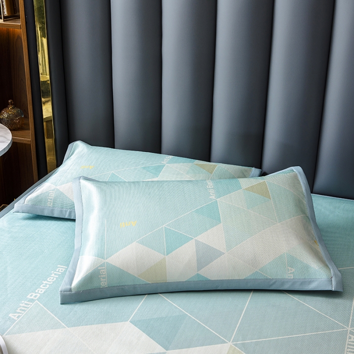 91家纺网 家纺一手货源 找家纺 小芽家居 2024新款冰丝斜纹提花凉席三件套 冰凌