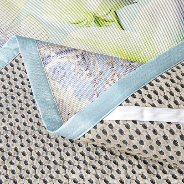 91家纺网 家纺一手货源 找家纺 小芽家居 2024新款冰丝斜纹提花凉席三件套 花开半夏