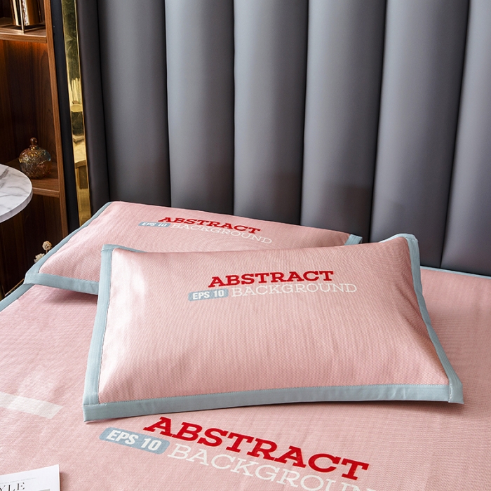 91家纺网 家纺一手货源 找家纺 小芽家居 2024新款冰丝斜纹提花凉席三件套 洛丽塔-粉