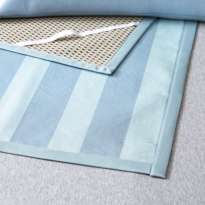 91家纺网 家纺一手货源 找家纺 小芽家居 2024新款冰丝斜纹提花凉席三件套 洛丽塔-蓝