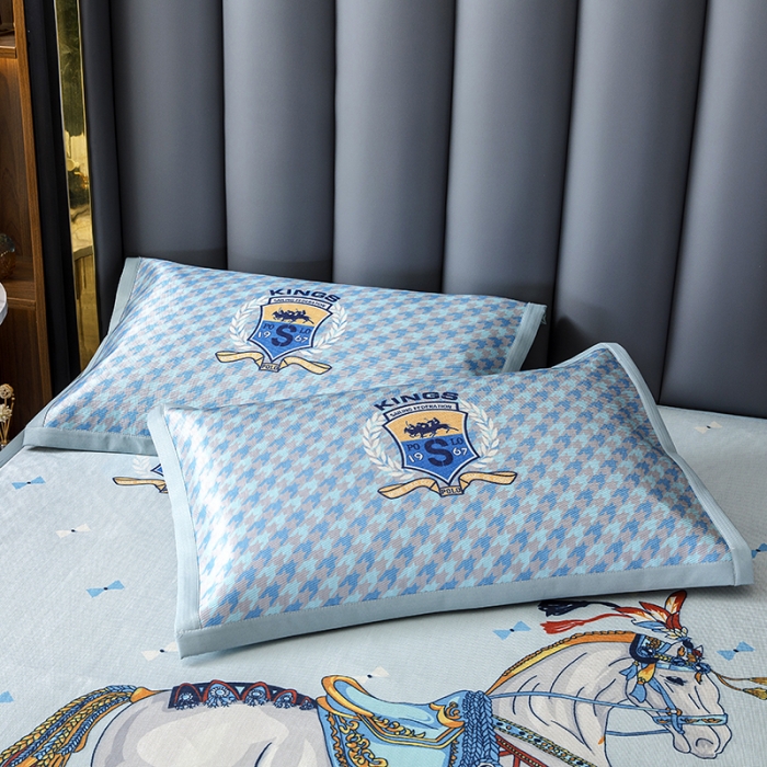 91家纺网 家纺一手货源 找家纺 小芽家居 2024新款冰丝斜纹提花凉席三件套 亚瑟