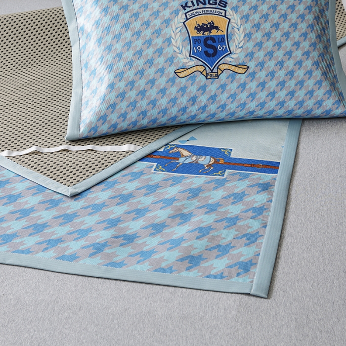 91家纺网 家纺一手货源 找家纺 小芽家居 2024新款冰丝斜纹提花凉席三件套 亚瑟