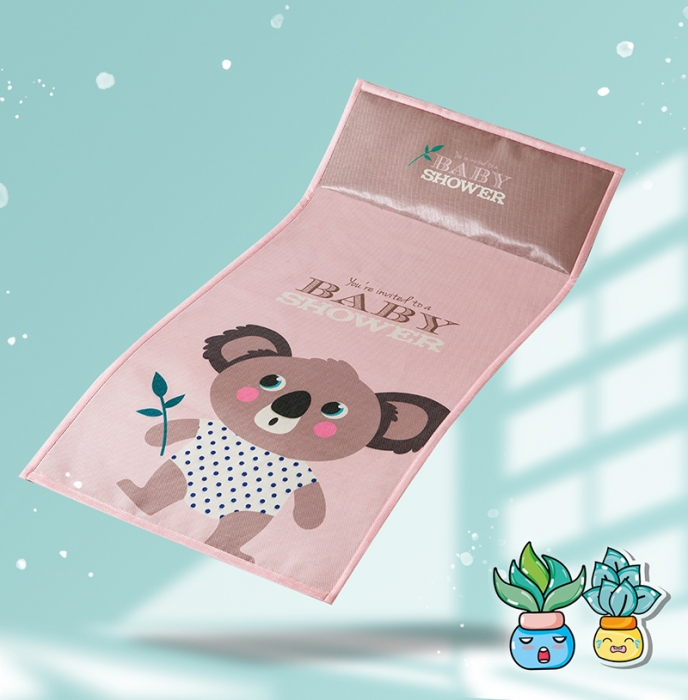 91家纺网 家纺一手货源 找家纺 小芽家居 2024新款儿童冰丝凉席卡通 浣熊宝宝