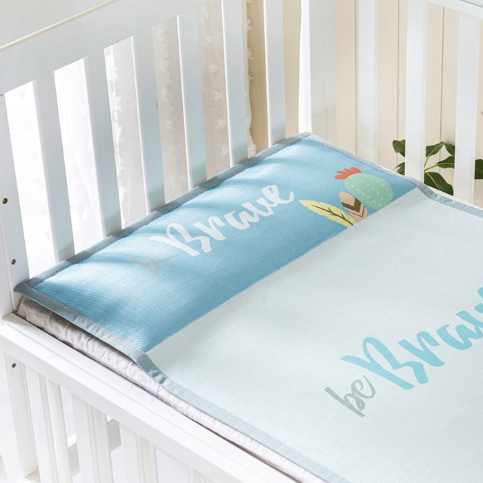 91家纺网 家纺一手货源 找家纺 小芽家居 2024新款儿童冰丝凉席卡通 加油仙人掌