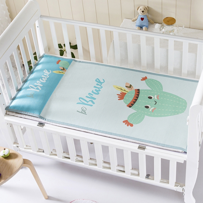 91家纺网 家纺一手货源 找家纺 小芽家居 2024新款儿童冰丝凉席卡通 加油仙人掌