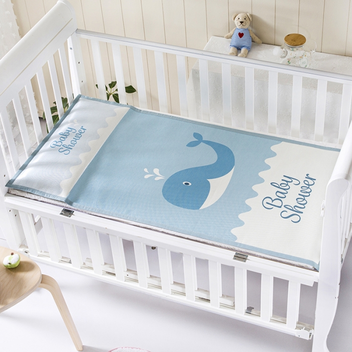 91家纺网 家纺一手货源 找家纺 小芽家居 2024新款儿童冰丝凉席卡通 小鲸鱼