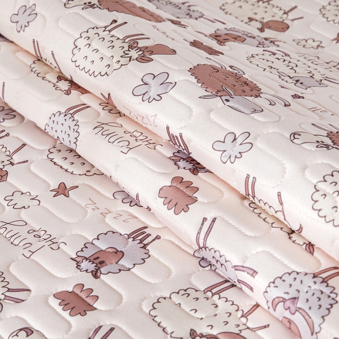 91家纺网 家纺一手货源 找家纺 小芽家居 2024新款儿童乳胶凉席卡通 奔跑小羊