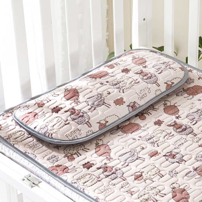 91家纺网 家纺一手货源 找家纺 小芽家居 2024新款儿童乳胶凉席卡通 奔跑小羊