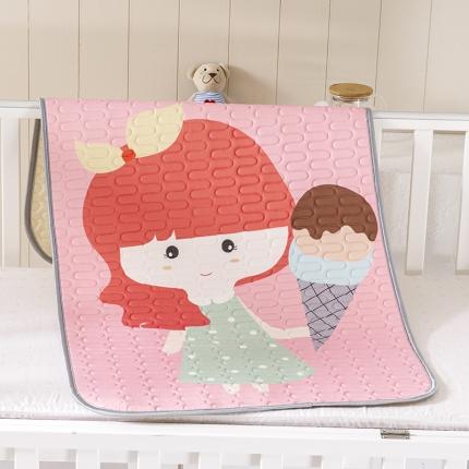 91家纺网 家纺一手货源 找家纺 小芽家居 2024新款儿童乳胶凉席卡通 冰淇淋女孩