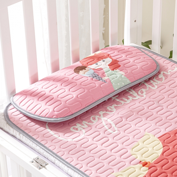 91家纺网 家纺一手货源 找家纺 小芽家居 2024新款儿童乳胶凉席卡通 冰淇淋女孩