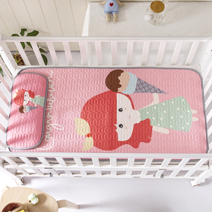 91家纺网 家纺一手货源 找家纺 小芽家居 2024新款儿童乳胶凉席卡通 冰淇淋女孩