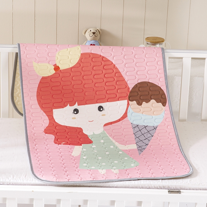 91家纺网 家纺一手货源 找家纺 小芽家居 2024新款儿童乳胶凉席卡通 冰淇淋女孩