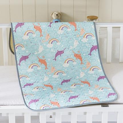 91家纺网 家纺一手货源 找家纺 小芽家居 2024新款儿童乳胶凉席卡通 彩虹海豚