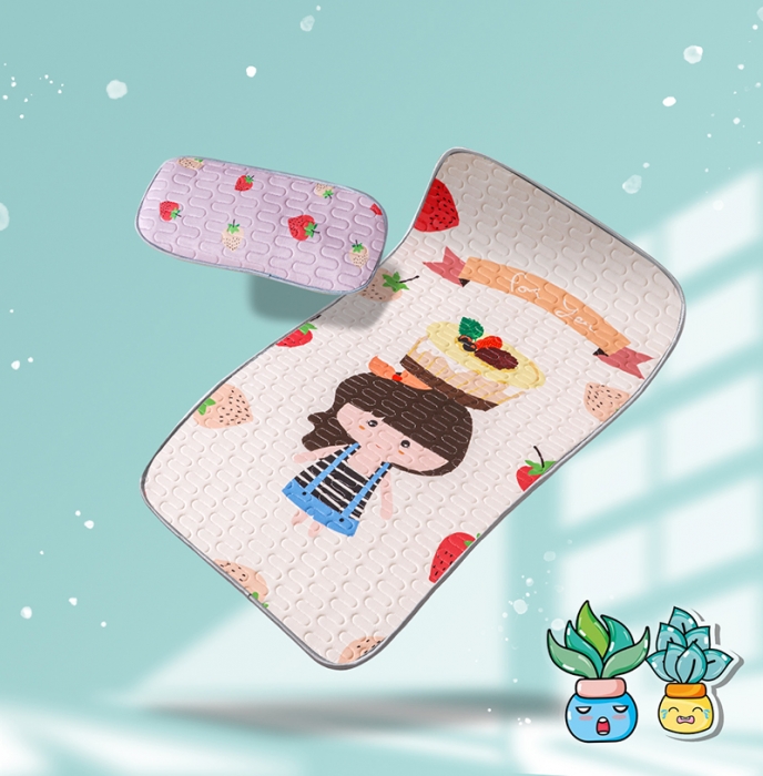 91家纺网 家纺一手货源 找家纺 小芽家居 2024新款儿童乳胶凉席卡通 草莓蛋糕