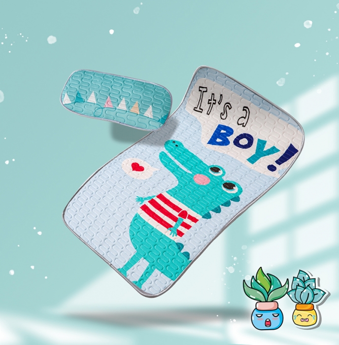 91家纺网 家纺一手货源 找家纺 小芽家居 2024新款儿童乳胶凉席卡通 鳄鱼小子