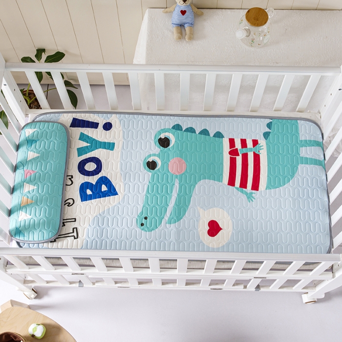 91家纺网 家纺一手货源 找家纺 小芽家居 2024新款儿童乳胶凉席卡通 鳄鱼小子