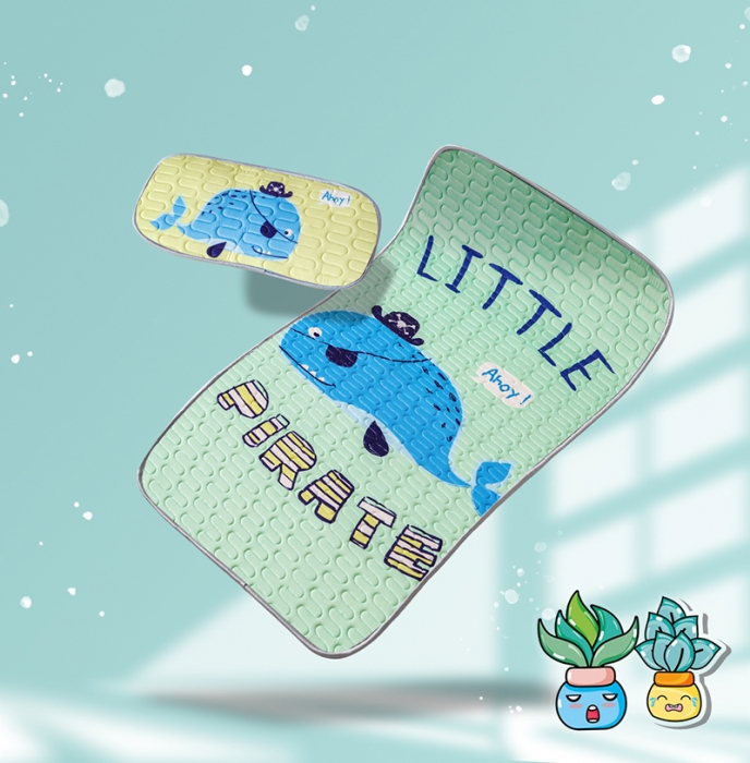 91家纺网 家纺一手货源 找家纺 小芽家居 2024新款儿童乳胶凉席卡通 搞怪鲸鱼