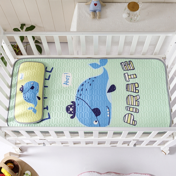 91家纺网 家纺一手货源 找家纺 小芽家居 2024新款儿童乳胶凉席卡通 搞怪鲸鱼