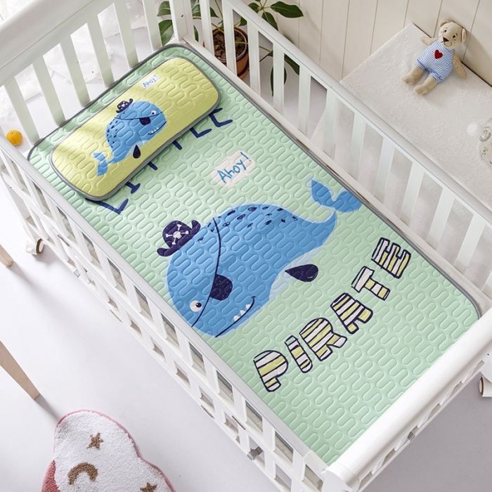 91家纺网 家纺一手货源 找家纺 小芽家居 2024新款儿童乳胶凉席卡通 搞怪鲸鱼