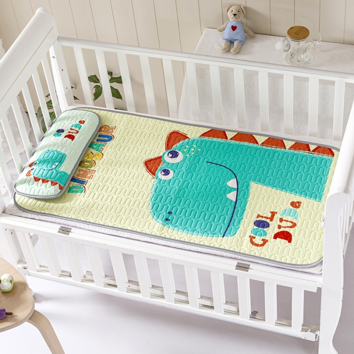 91家纺网 家纺一手货源 找家纺 小芽家居 2024新款儿童乳胶凉席卡通 恐龙