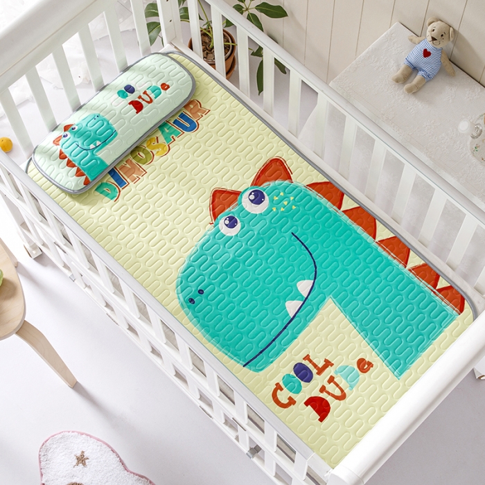 91家纺网 家纺一手货源 找家纺 小芽家居 2024新款儿童乳胶凉席卡通 恐龙