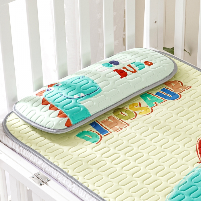 91家纺网 家纺一手货源 找家纺 小芽家居 2024新款儿童乳胶凉席卡通 恐龙