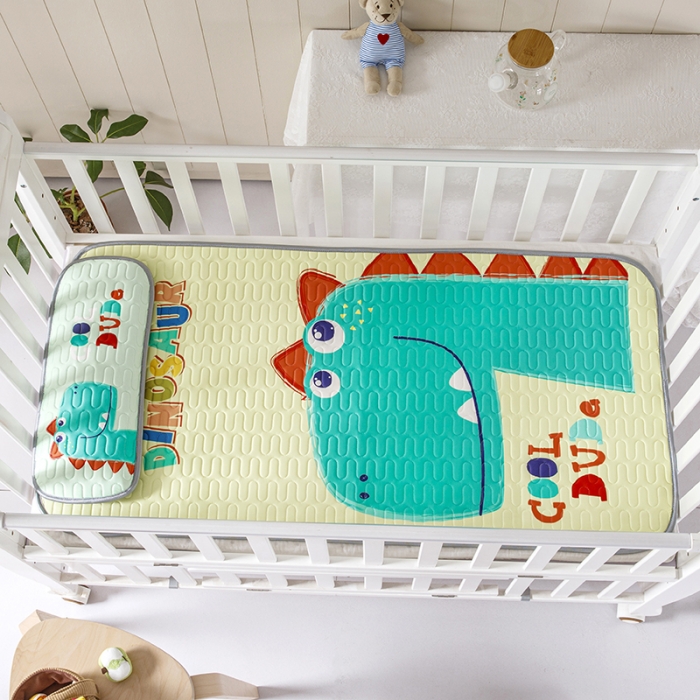 91家纺网 家纺一手货源 找家纺 小芽家居 2024新款儿童乳胶凉席卡通 恐龙