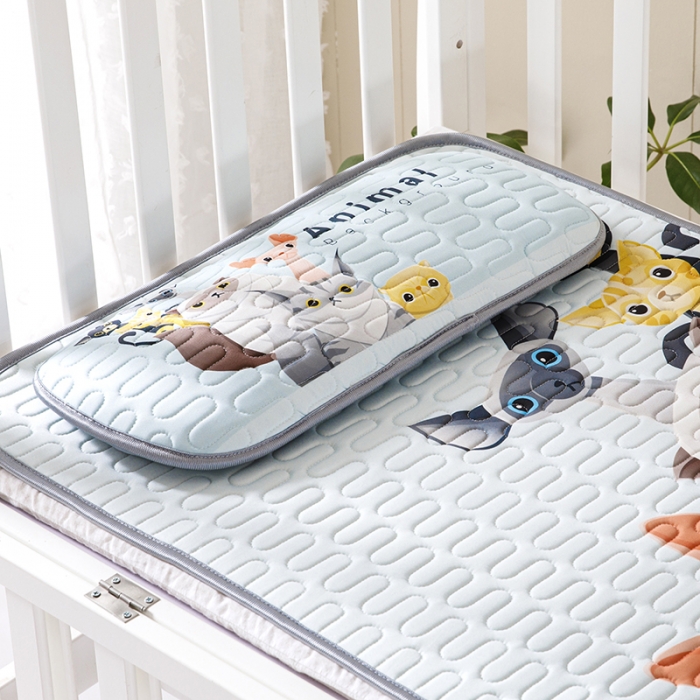 91家纺网 家纺一手货源 找家纺 小芽家居 2024新款儿童乳胶凉席卡通 喵星人