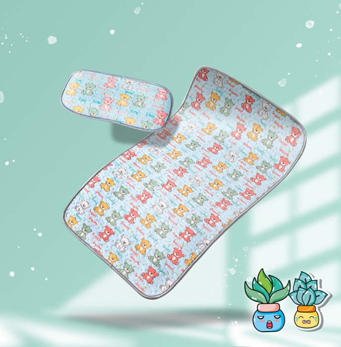 91家纺网 家纺一手货源 找家纺 小芽家居 2024新款儿童乳胶凉席卡通 睡睡熊