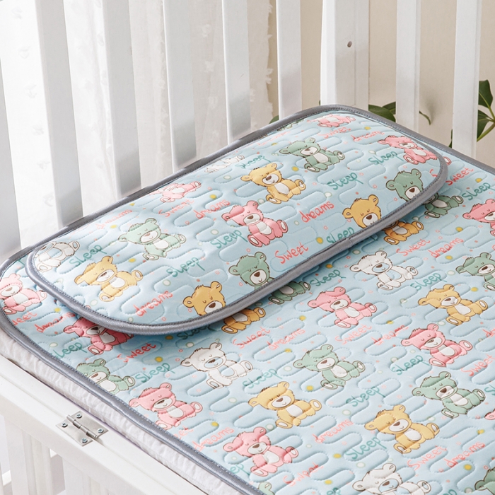 91家纺网 家纺一手货源 找家纺 小芽家居 2024新款儿童乳胶凉席卡通 睡睡熊