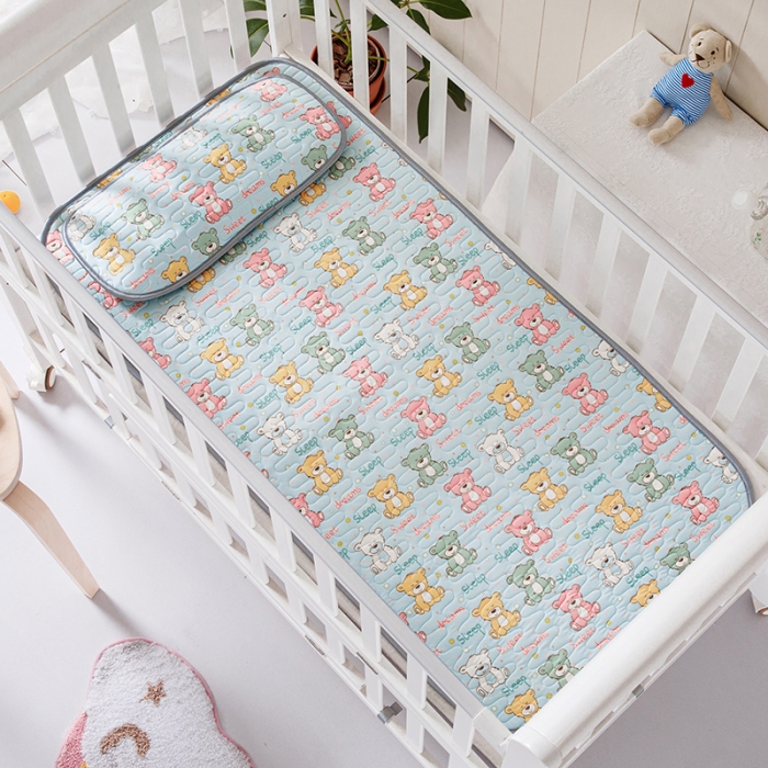 91家纺网 家纺一手货源 找家纺 小芽家居 2024新款儿童乳胶凉席卡通 睡睡熊