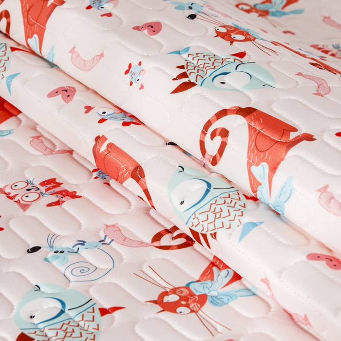 91家纺网 家纺一手货源 找家纺 小芽家居 2024新款儿童乳胶凉席卡通 贪吃猫