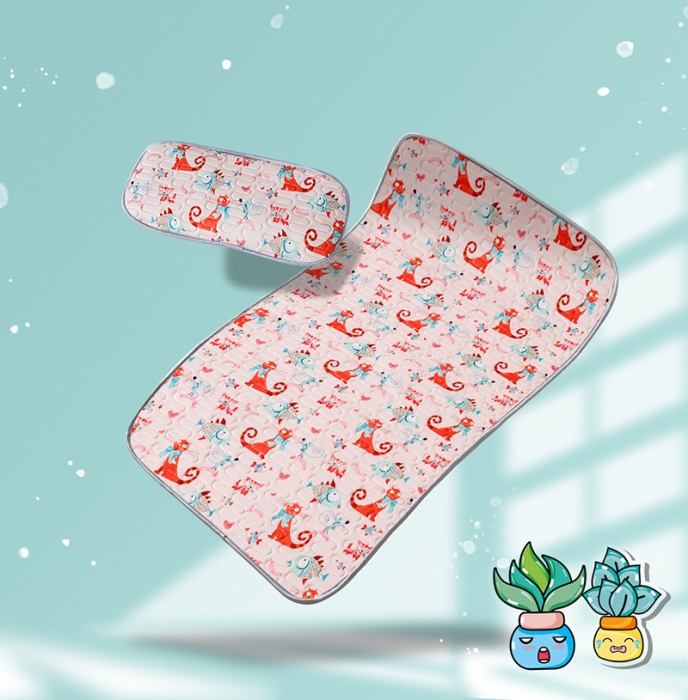 91家纺网 家纺一手货源 找家纺 小芽家居 2024新款儿童乳胶凉席卡通 贪吃猫