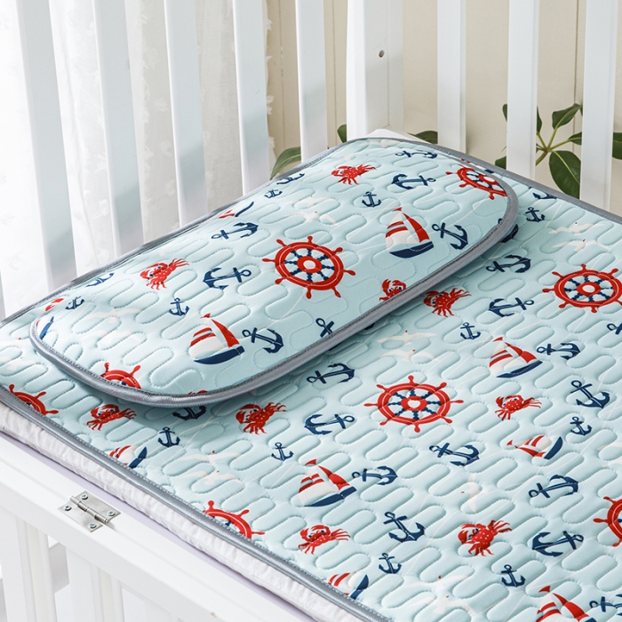 91家纺网 家纺一手货源 找家纺 小芽家居 2024新款儿童乳胶凉席卡通 小帆船