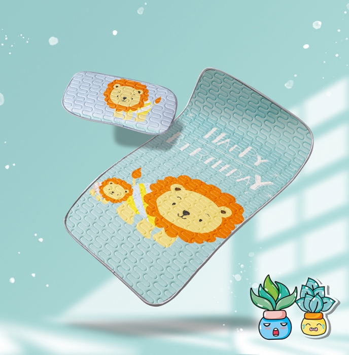 91家纺网 家纺一手货源 找家纺 小芽家居 2024新款儿童乳胶凉席卡通 小狮子