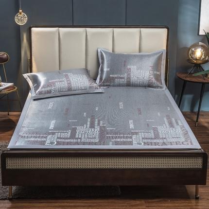 91家纺网 家纺一手货源 找家纺 全季家居2021新款900D高精密三色维冰丝凉席时空代码-灰