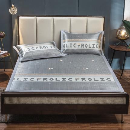 91家纺网 家纺一手货源 找家纺 全季家居 2021新款900D高精密三色维冰丝凉席 英伦-灰