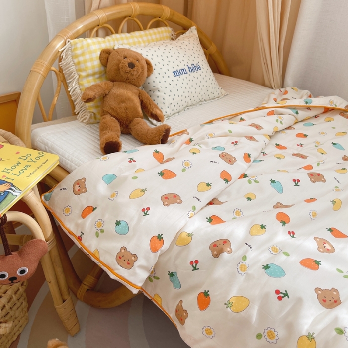 91家纺网 家纺一手货源 找家纺 星期八 2021新款全棉卡通儿童夏被 草莓熊