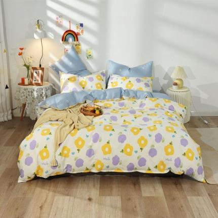 91家纺网 家纺一手货源 找家纺 百寐 新款全棉小清新碎花卡通13372四件套学生三件套 浅夏