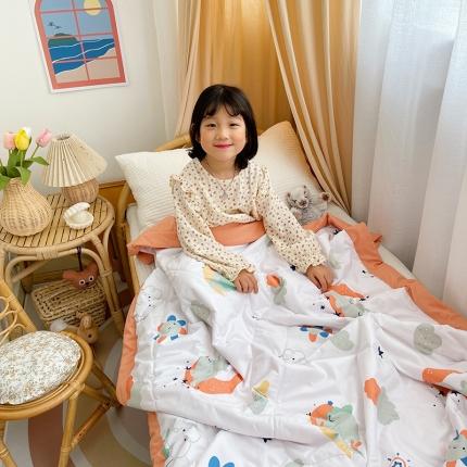 91家纺网 家纺一手货源 找家纺 嗨生活 2021新款水洗棉儿童夏被幼儿园夏被单人夏被晚安宝贝