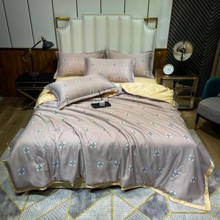 91家纺网 家纺一手货源 找家纺 雨洋 2025新款乐感丝夏被四件套 周末时光