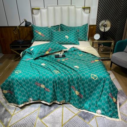 91家纺网 家纺一手货源 找家纺 雨洋 2025新款乐感丝夏被四件套 英伦风格