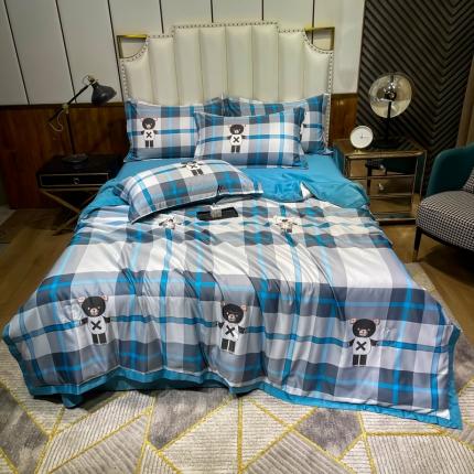 91家纺网 家纺一手货源 找家纺 雨洋 2025新款乐感丝夏被四件套 快乐小熊