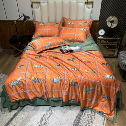 雨洋 2025新款乐感丝夏被四件套 爱玛-黄