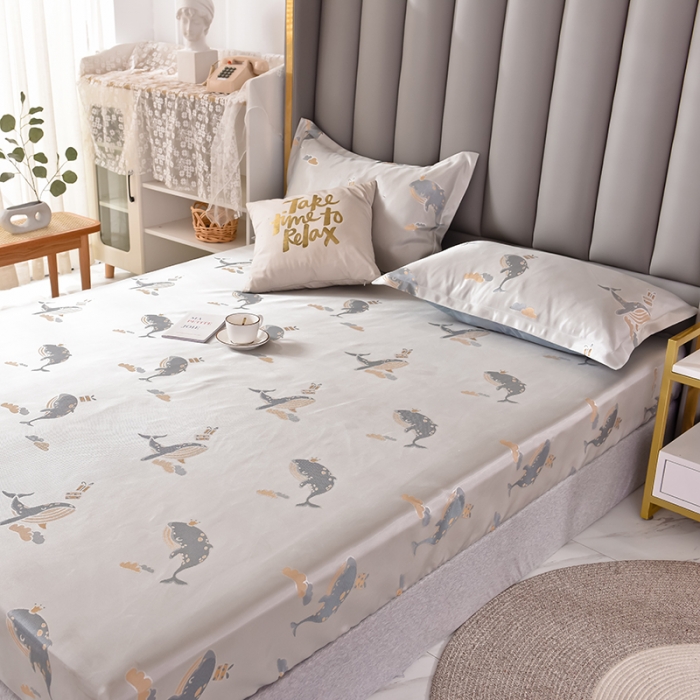 91家纺网 家纺一手货源 找家纺 甜之梦家纺 2025新款提花凉席单品床笠款三件套海豚湾