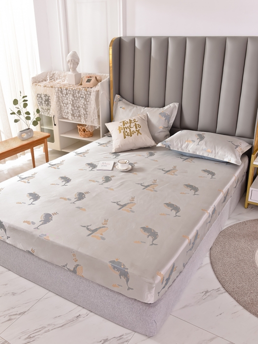 91家纺网 家纺一手货源 找家纺 甜之梦家纺 2025新款提花凉席单品床笠款三件套海豚湾