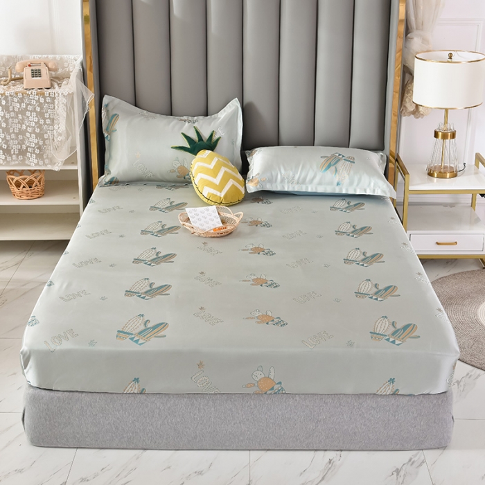 91家纺网 家纺一手货源 找家纺 甜之梦家纺 2025新款提花凉席单品床笠款三件套恋夏